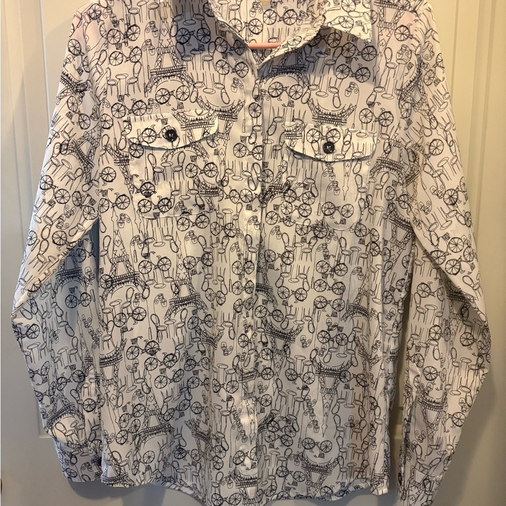 Karl Lagerfeld White Shirt with Black Paris Sketches